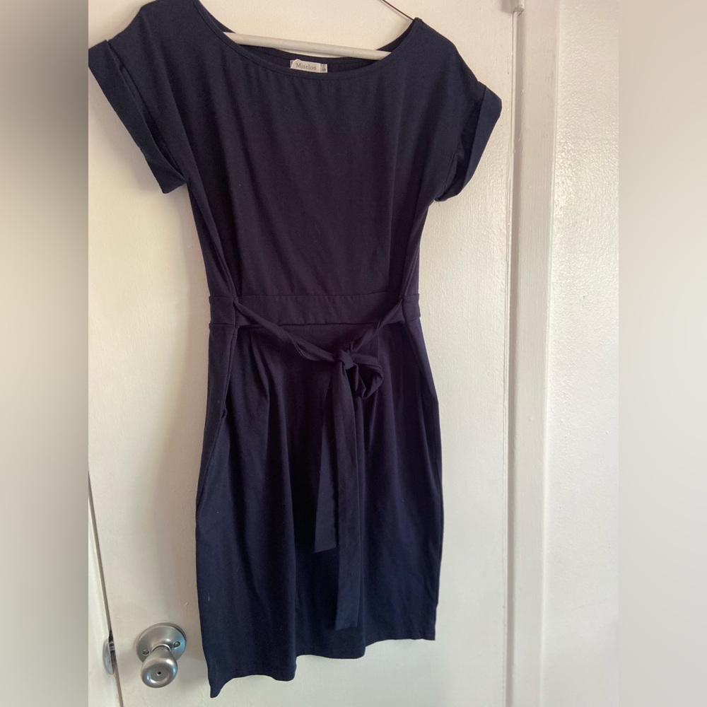 Navy belt dress